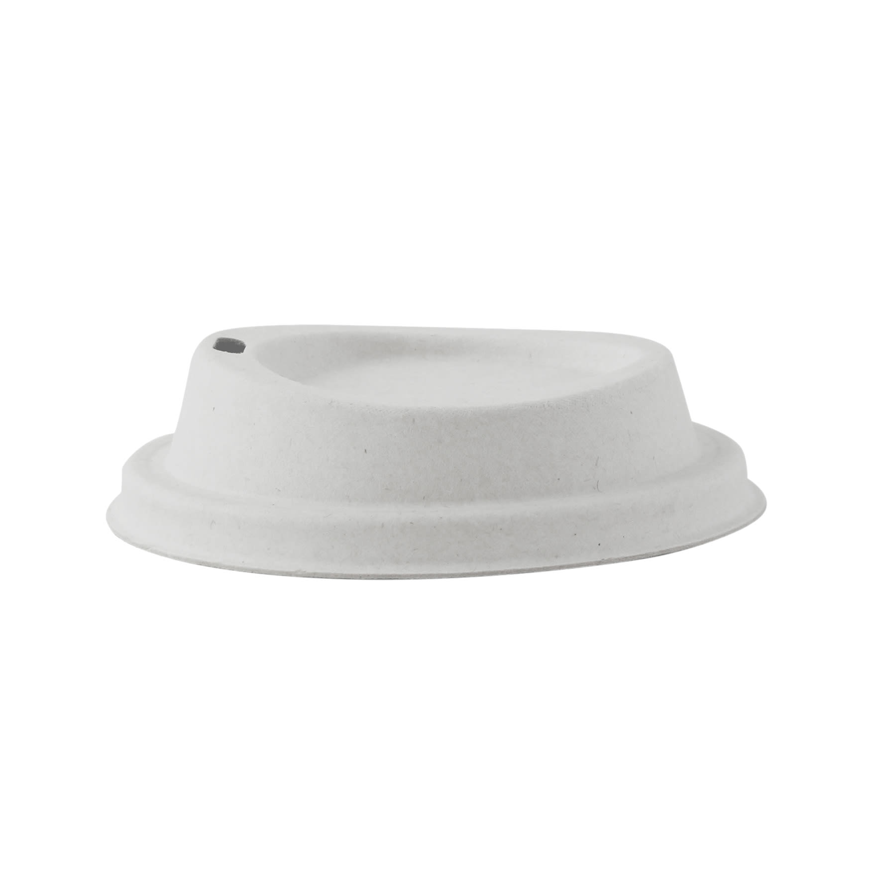 PacknWood 210LPU90DW White sugarcane fiber coffee cup lid with hole (No added PFAs)