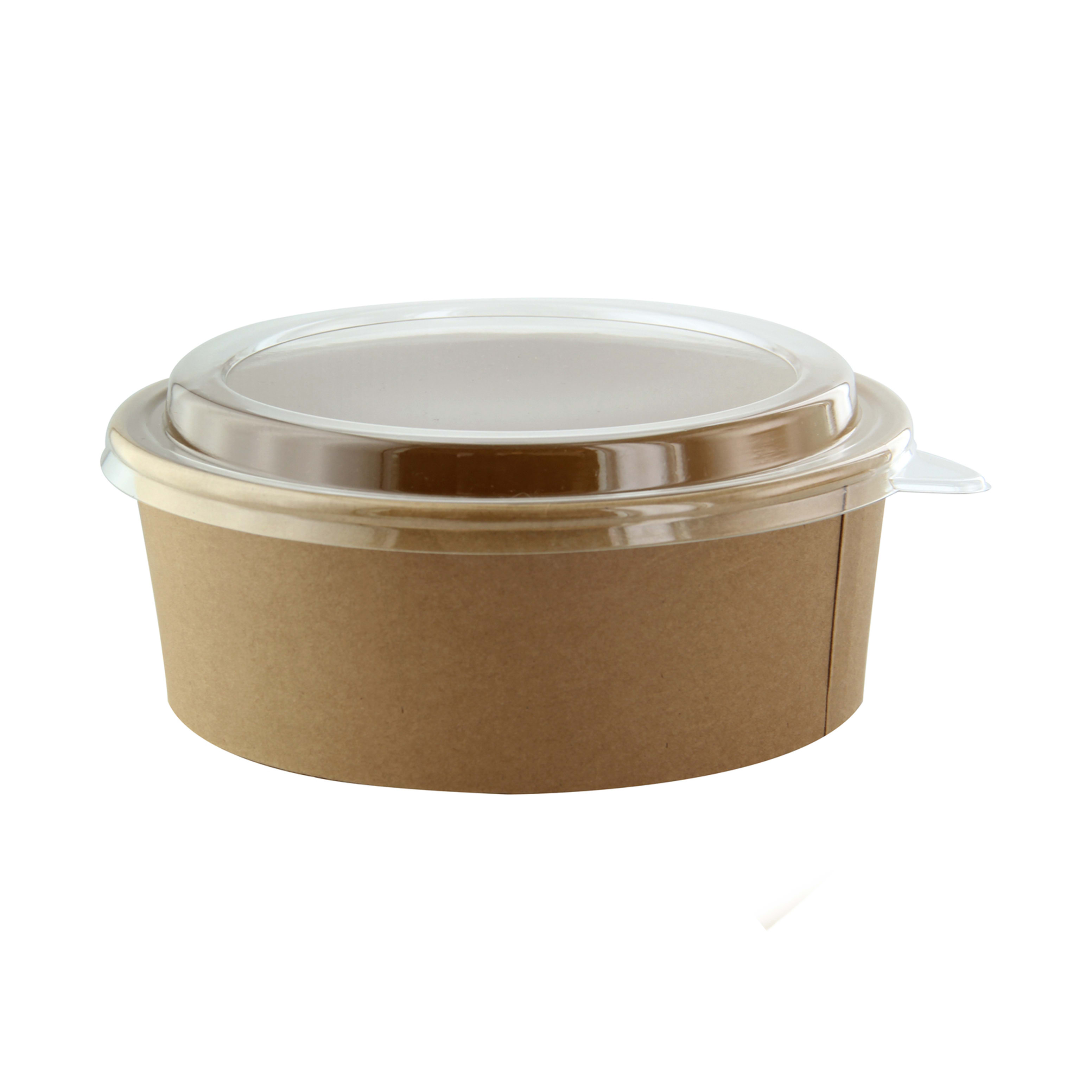 PacknWood 210PC1100K Round Kraft Salad Bucket with PET Lid Included