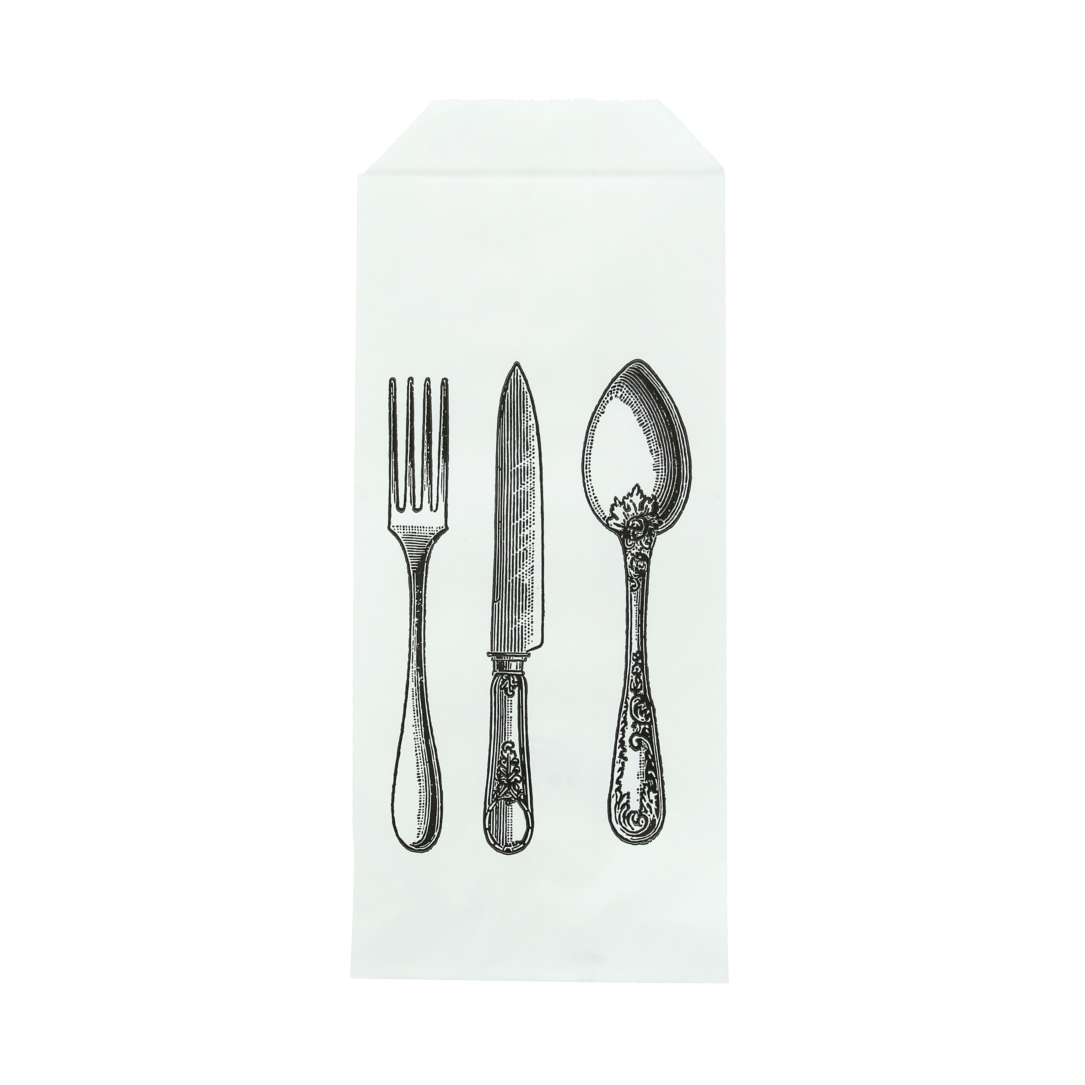 PacknWood 210SACHCV White paper bag cutlery with logo