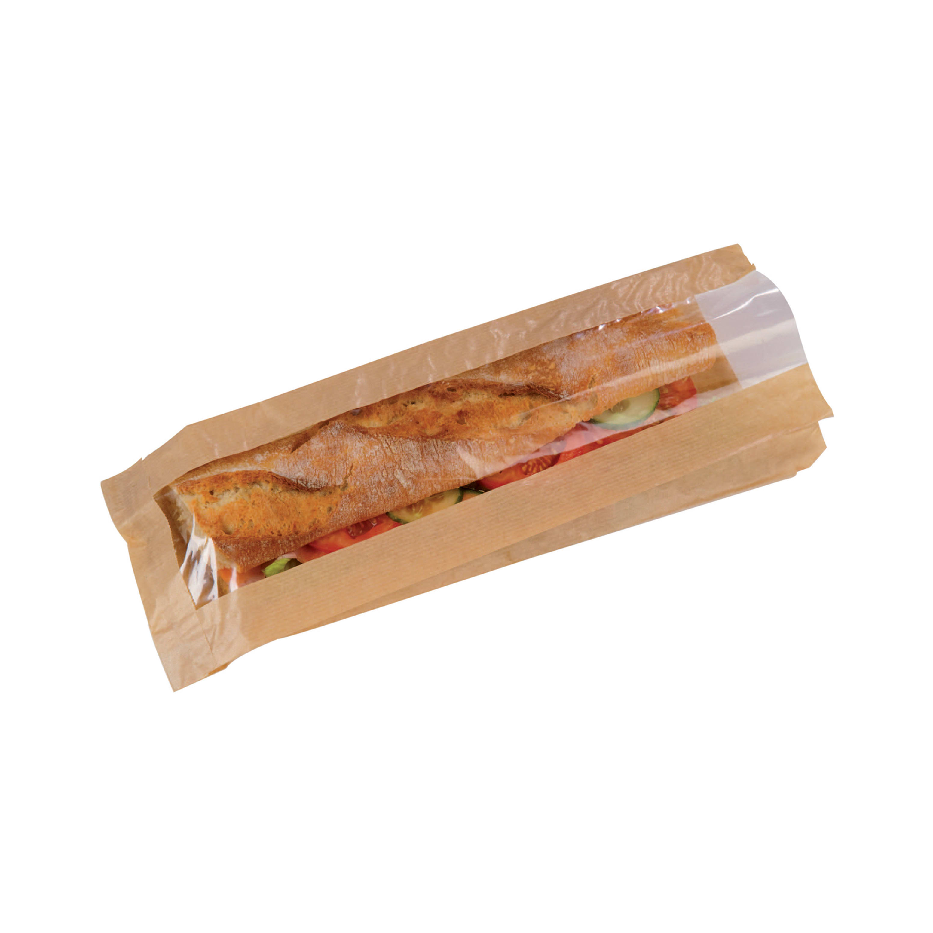 PacknWood 210SANDB34F Brown Sandwich Bag with Window
