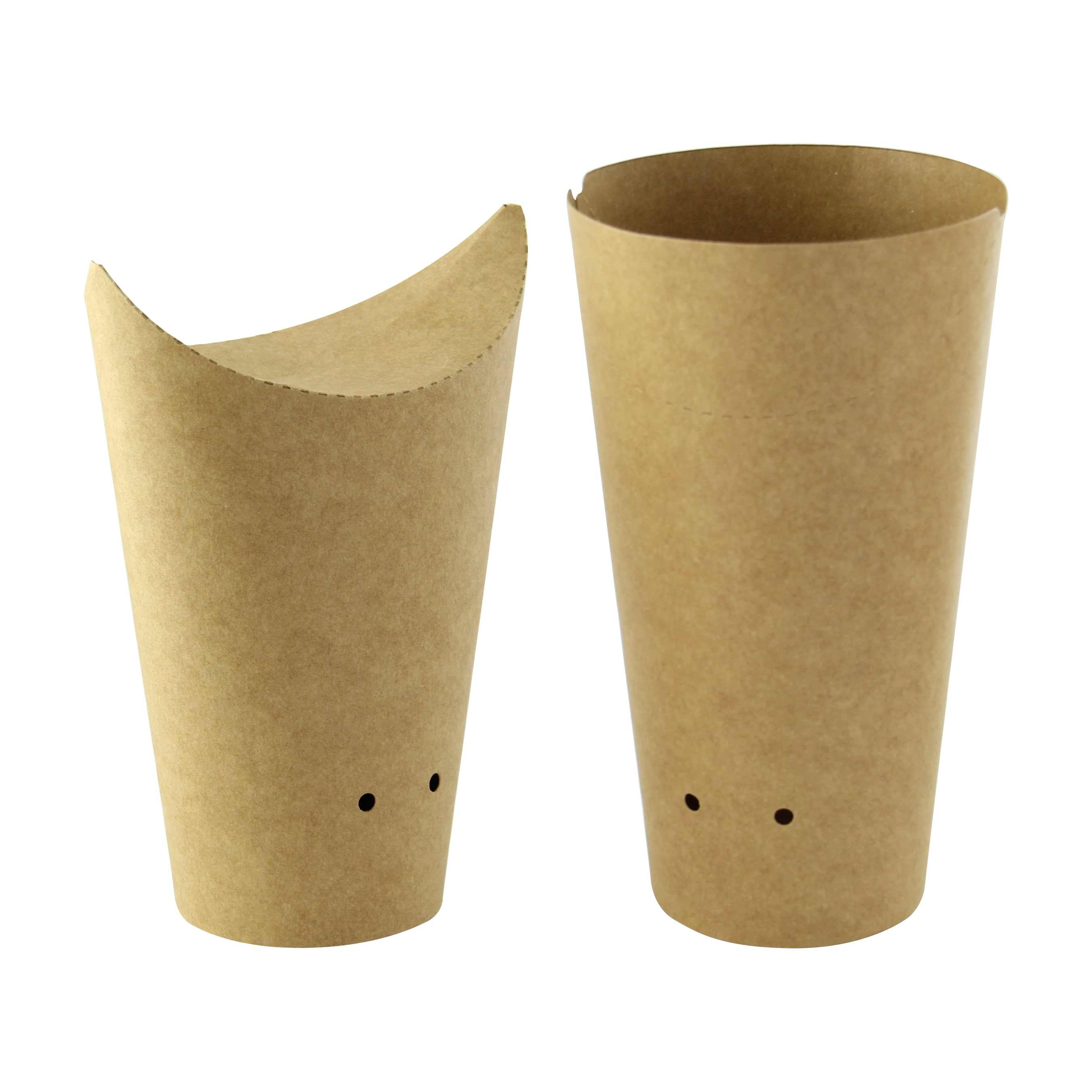 PacknWood 210TPASK20K HAPPY FRIES Closable Perforated Kraft Snack Cup