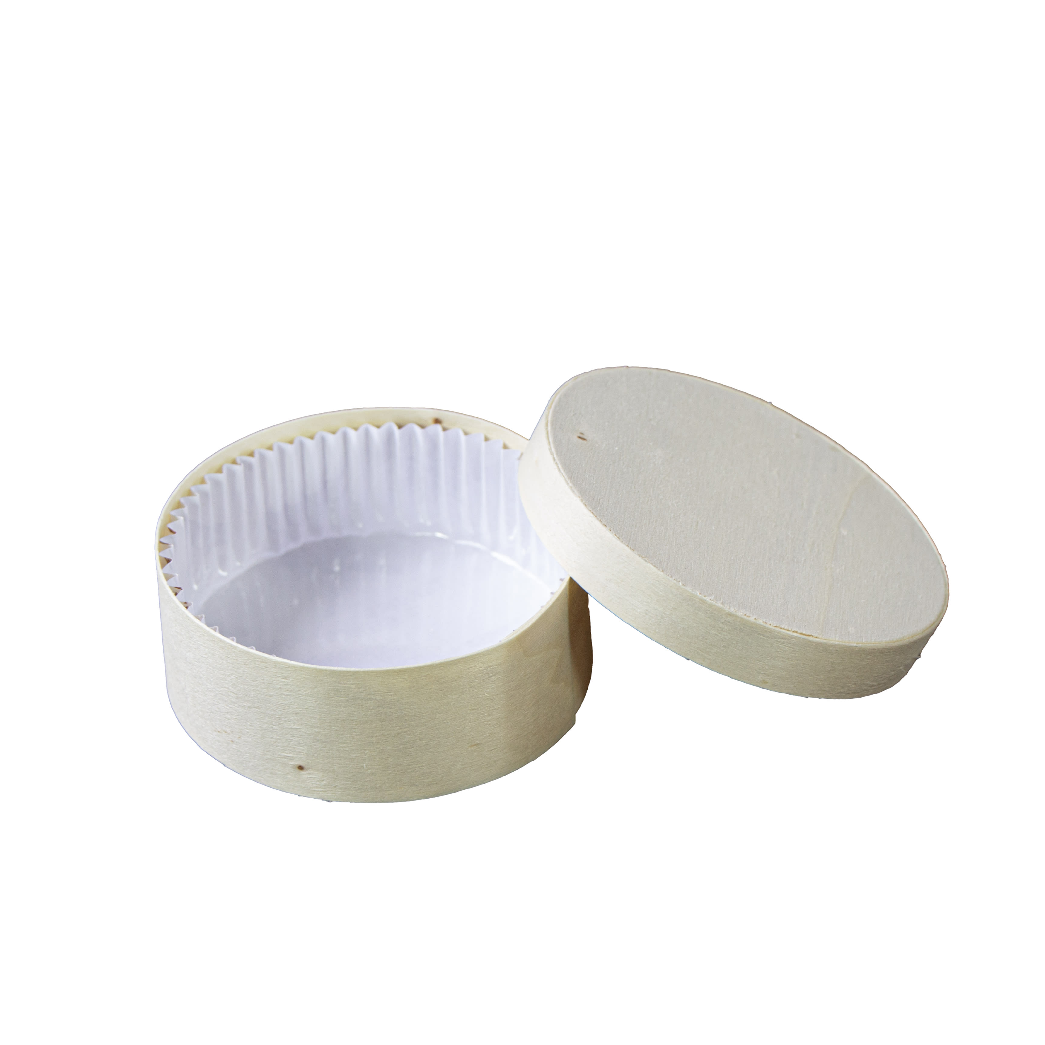PacknWood 210WBOX300 Round Wooden Box With Greaseproof Paper For Oven Baking