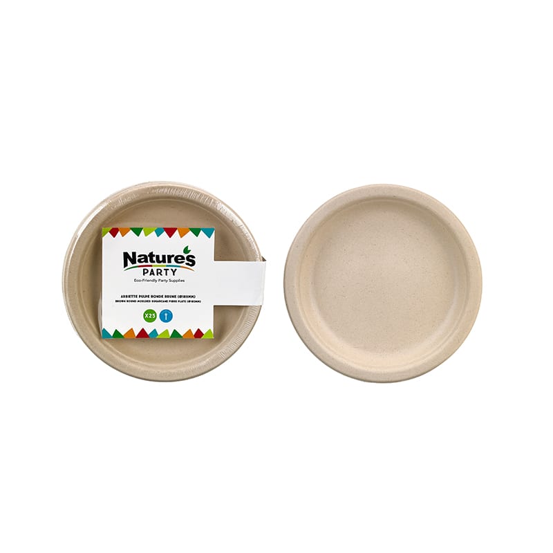 PacknWood 8NPAPU23BR Brown round moulded sugarcane fibre plate