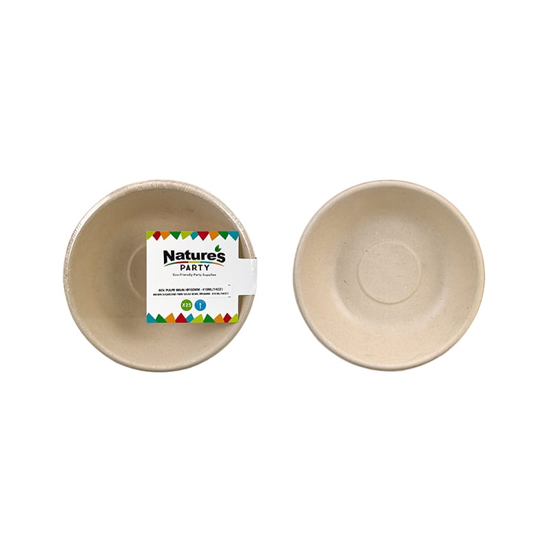 PacknWood 8NPAPUB16BR Brown sugarcane fibre salad bowl