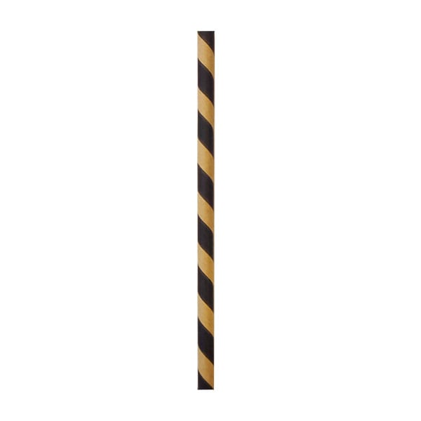 PacknWood 8NPCHP21KB Black and Kraft Striped Paper Straws