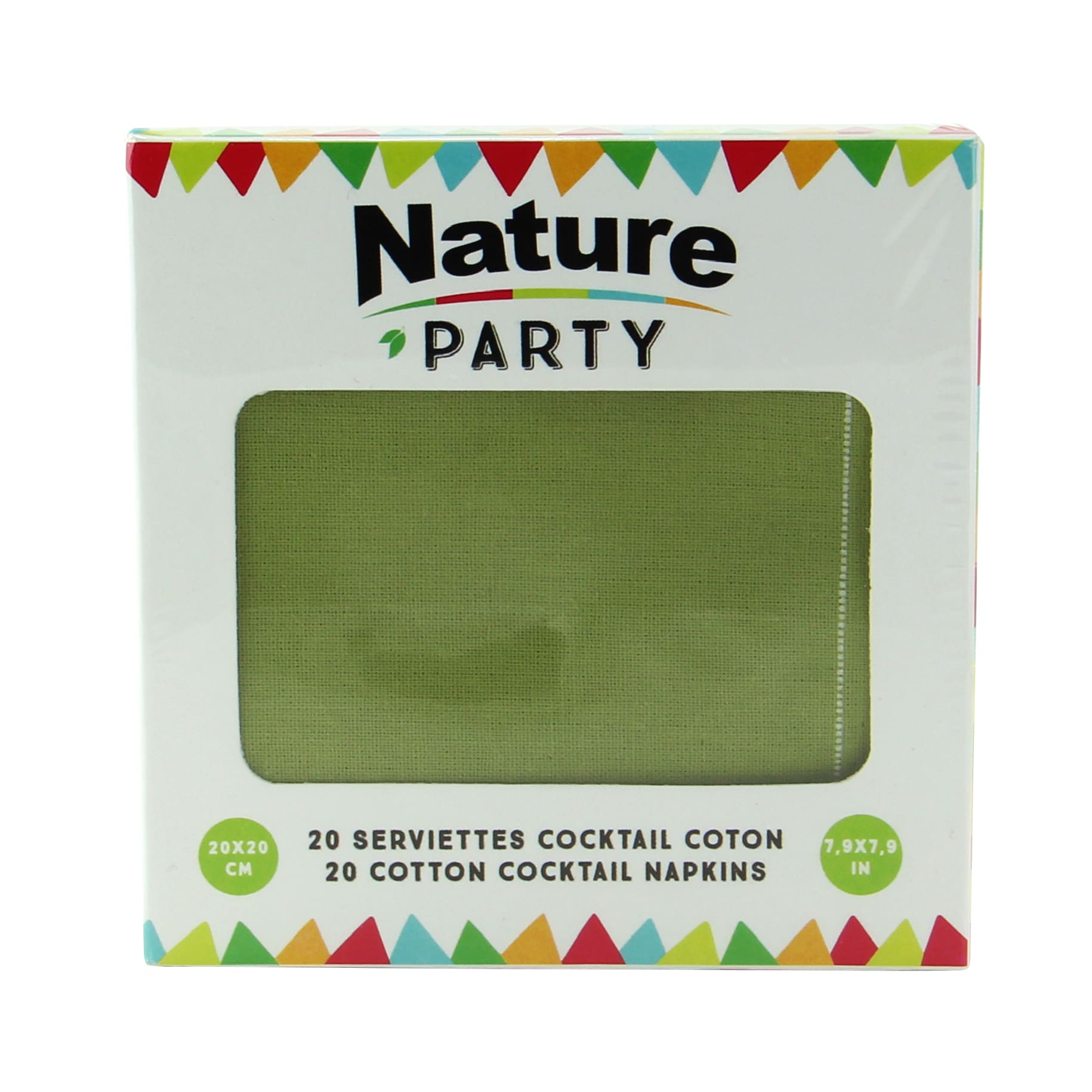 PacknWood 8NPSVCR20GN Luxury Olive Green Cotton Cocktail Napkin.