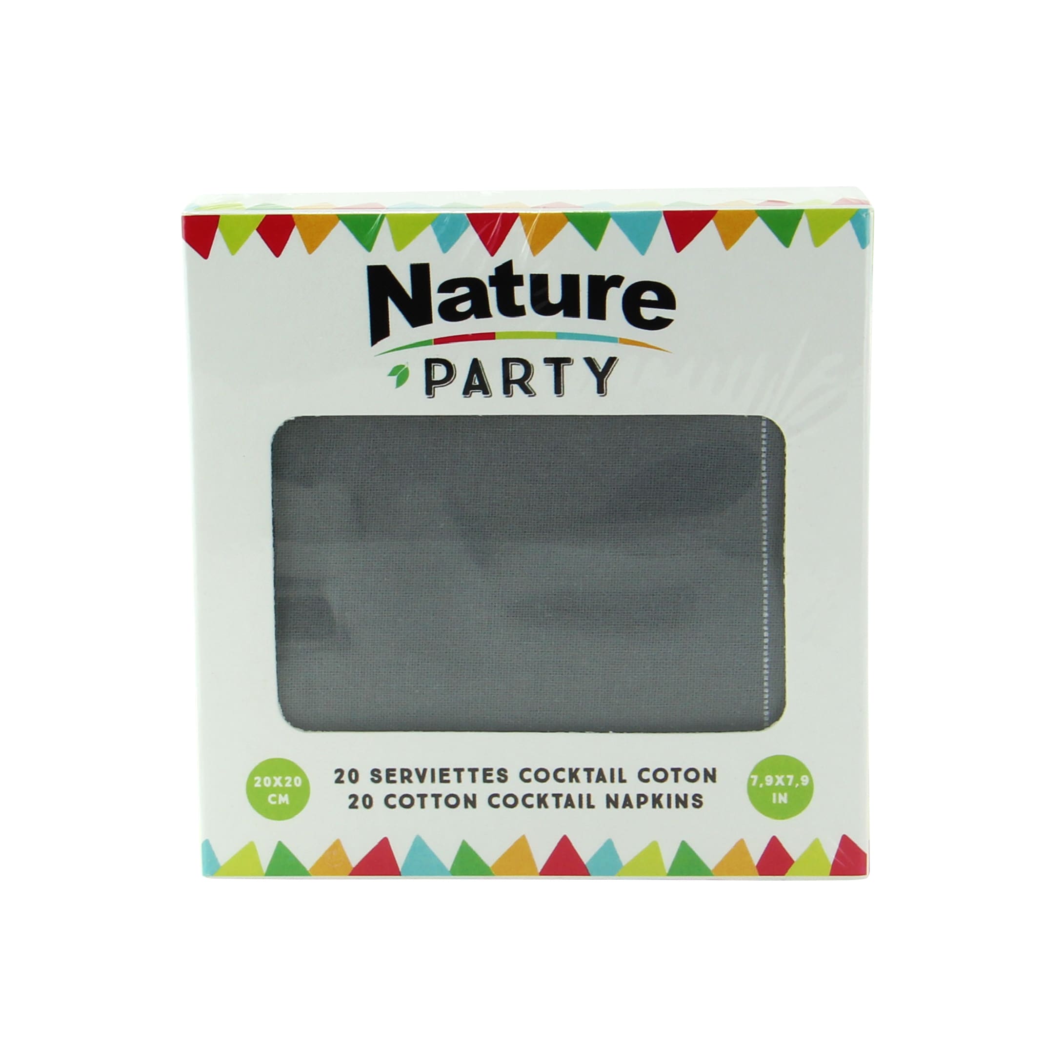 PacknWood 8NPSVCR20GY Luxury Silver Grey Cotton Cocktail Napkin.