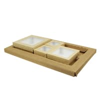 PacknWood CHOKRAKRAY6 Kraft Meal Tray Bento Box with 4 Kraft Window Box Compartments - 250 VIP Set
