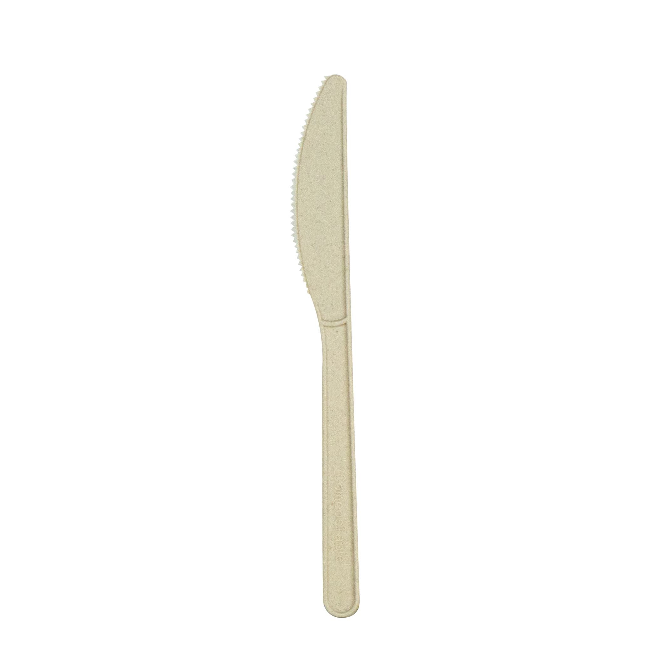 PacknWood 210CVPL722BB Unwrapped Compostable & Heat Proof Corn - Bamboo Fiber Knife