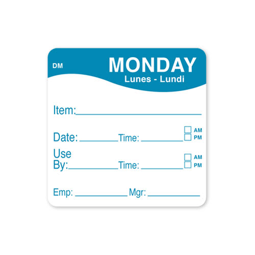 Daymark IT110053C-1-MON Day of the Week 2" x 2" Labels