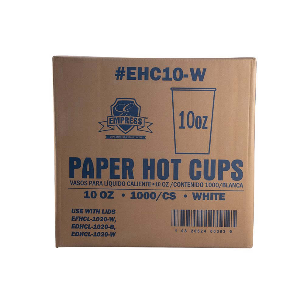 Empress EHC10-W Paper Hot Cup 10oz Squat White