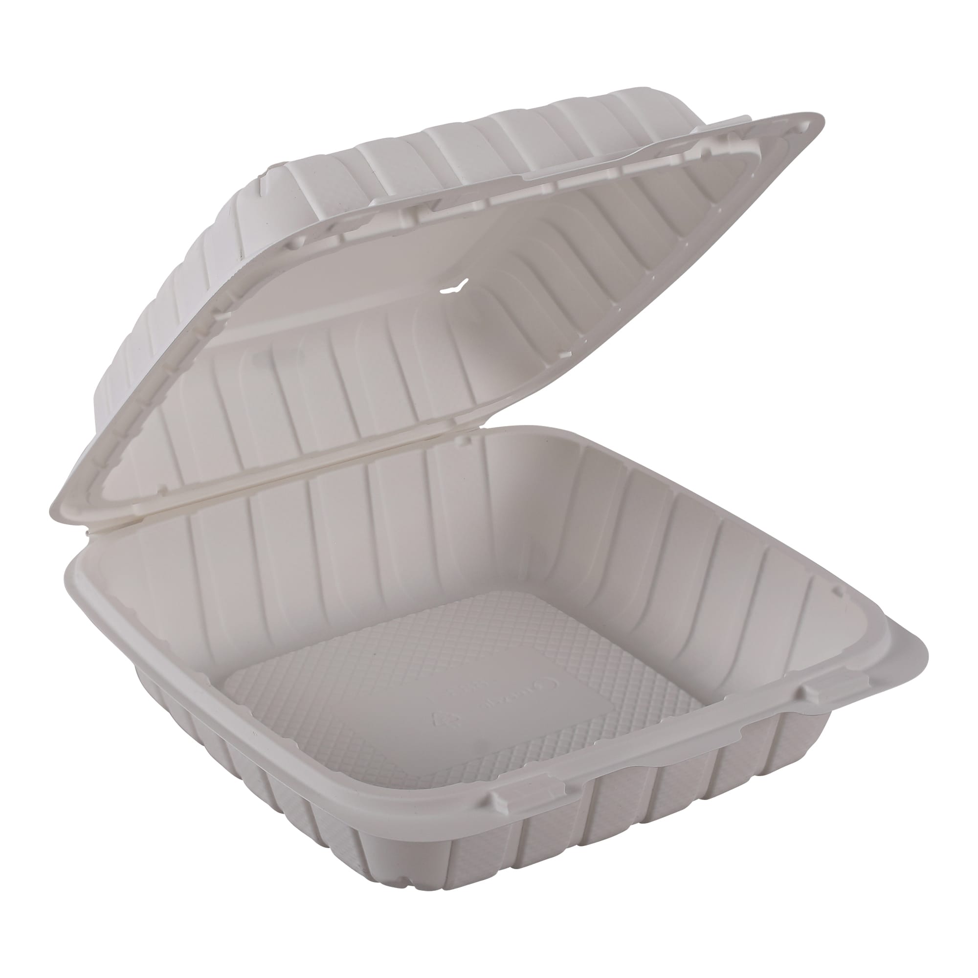 Empress EPPHL-81 Hinged Container Mineral Filled PP 8" x 8" x 3" Natural 1-Compartment