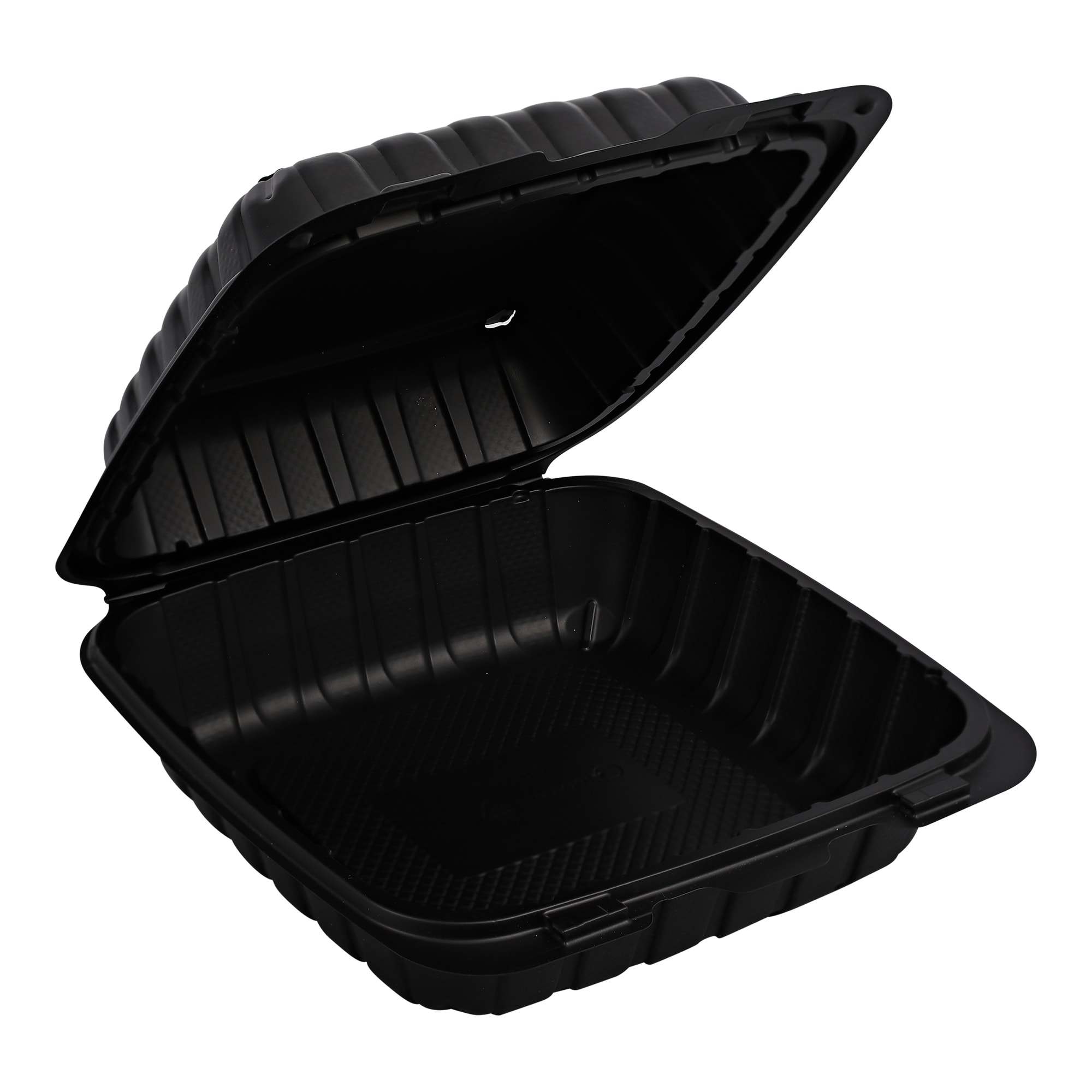 Empress EPPHLB-81 Hinged Container Mineral Filled PP 8" x 8" x 3" Black 1-Compartment