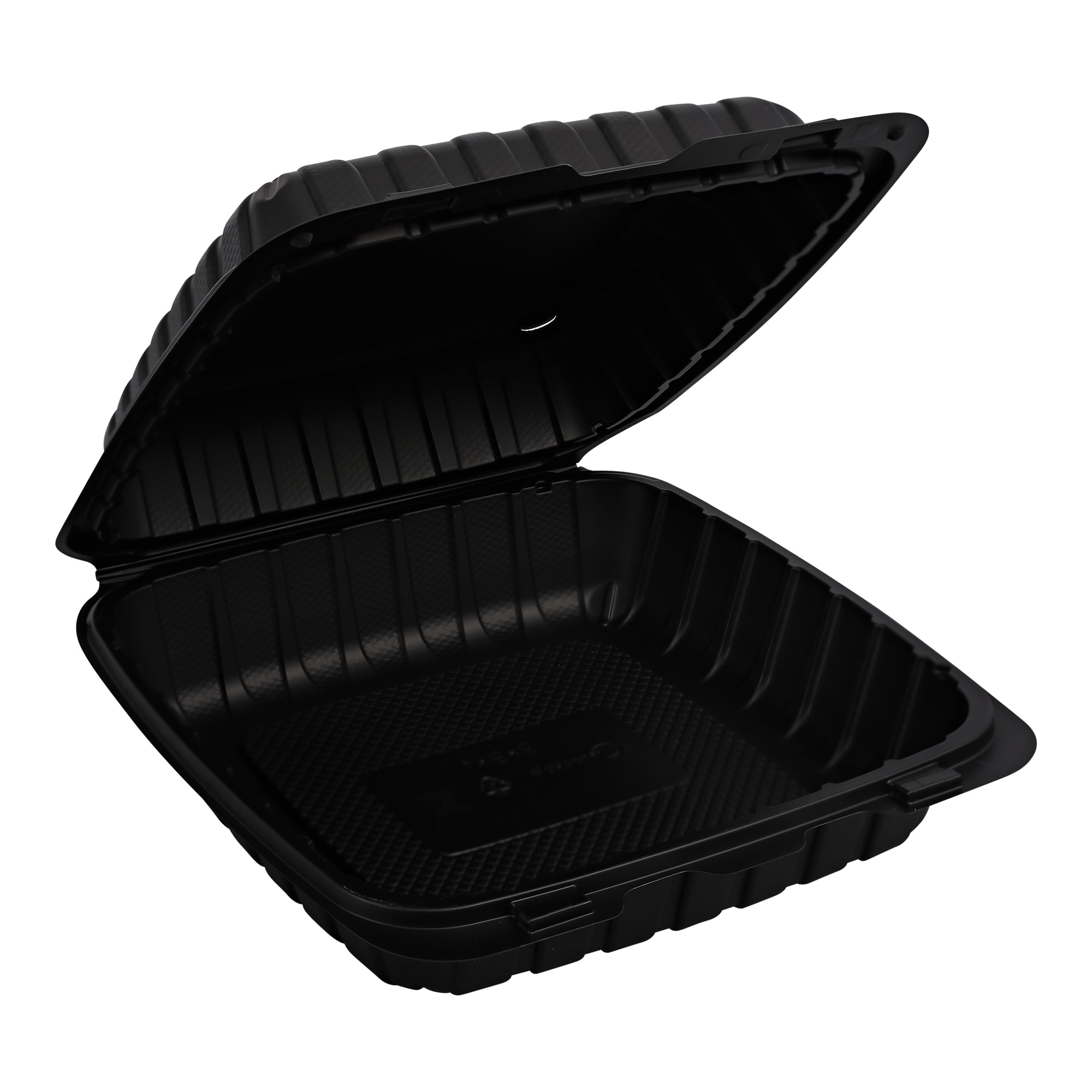 Empress EPPHLB-91 Hinged Container Mineral Filled PP 9" x 9" x 3" Black 1-Compartment