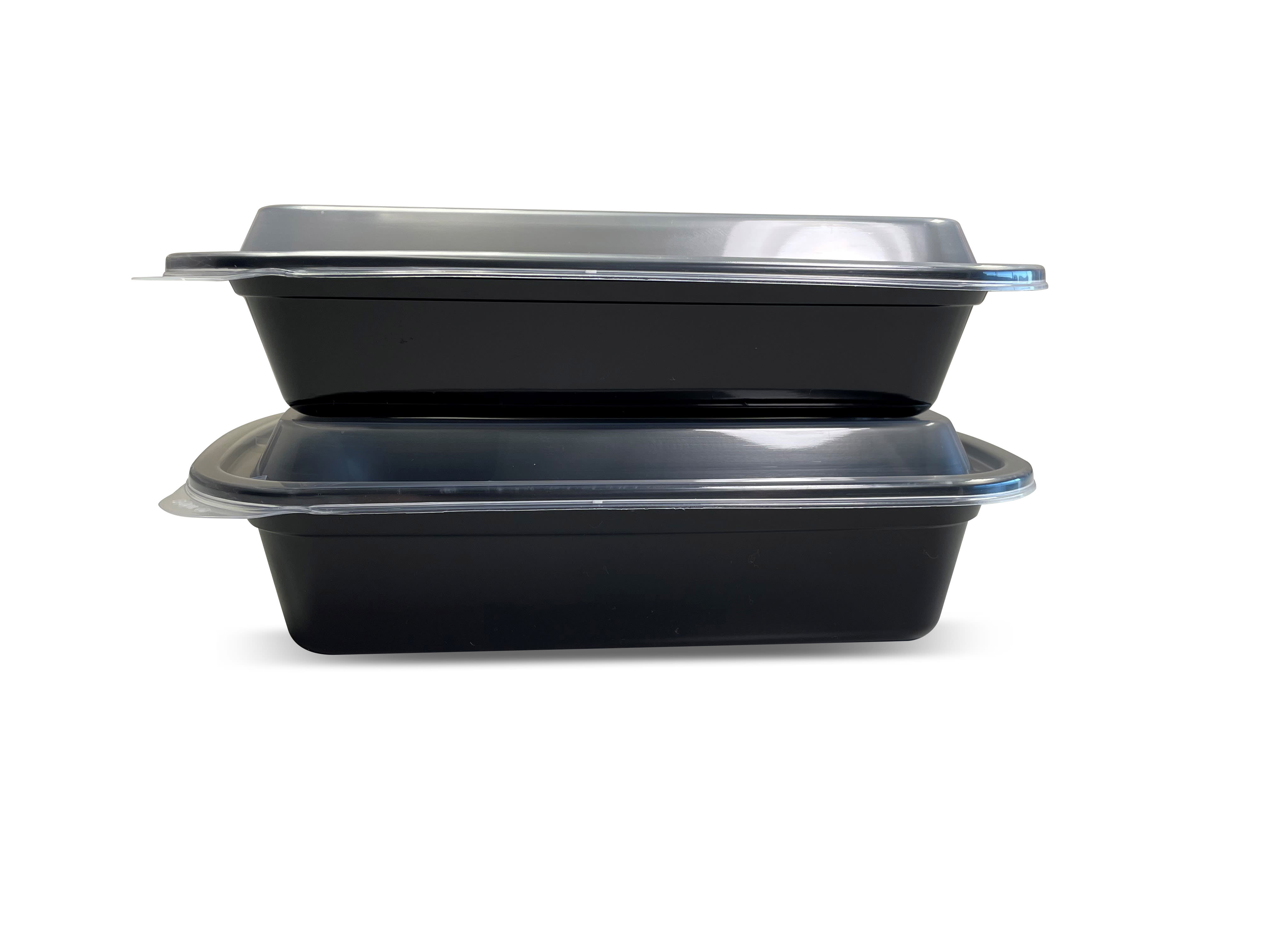 Empress EMBL28RT 28 oz 6x8x1.5 Rectangle Container Black Base w/ Clear Lid