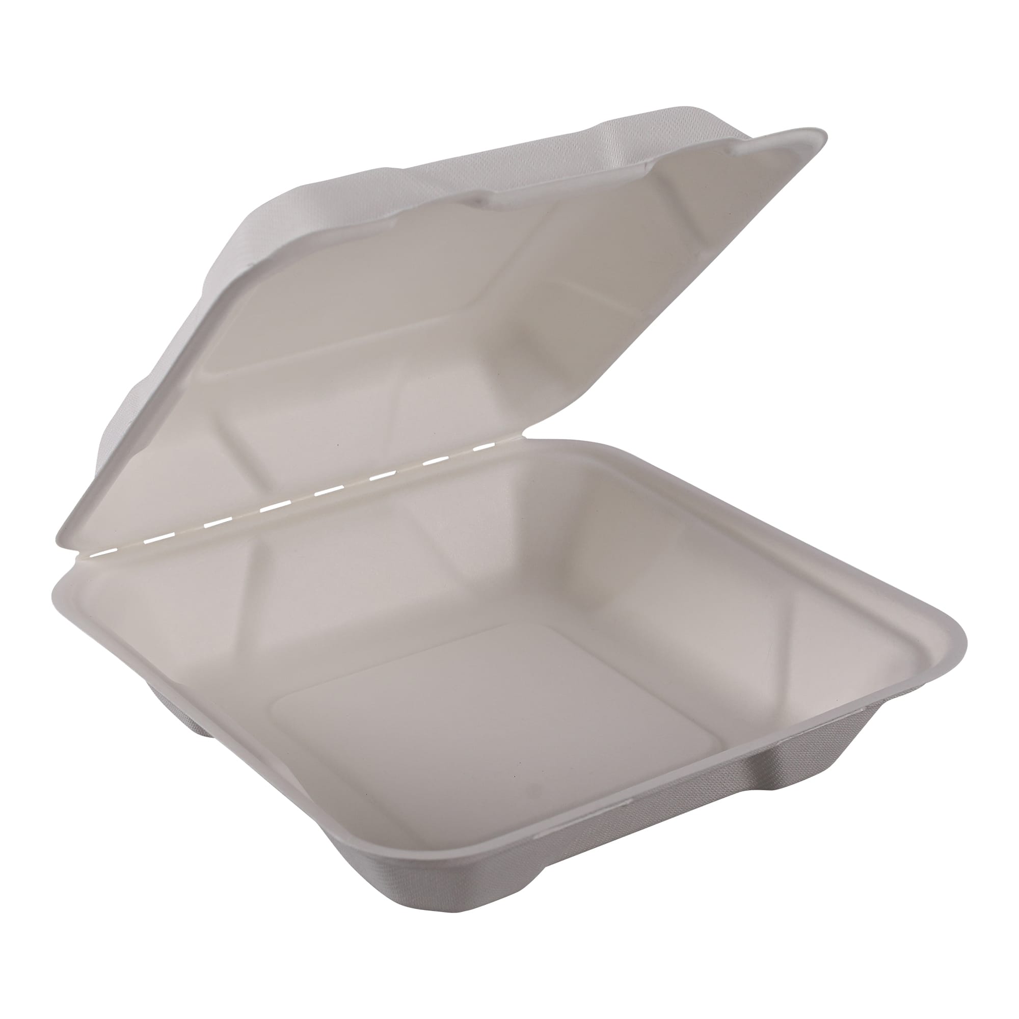 Empress EHL-81-PF Hinged Container Molded Fiber 8"x8"x2.5" Natural White PFAS Free