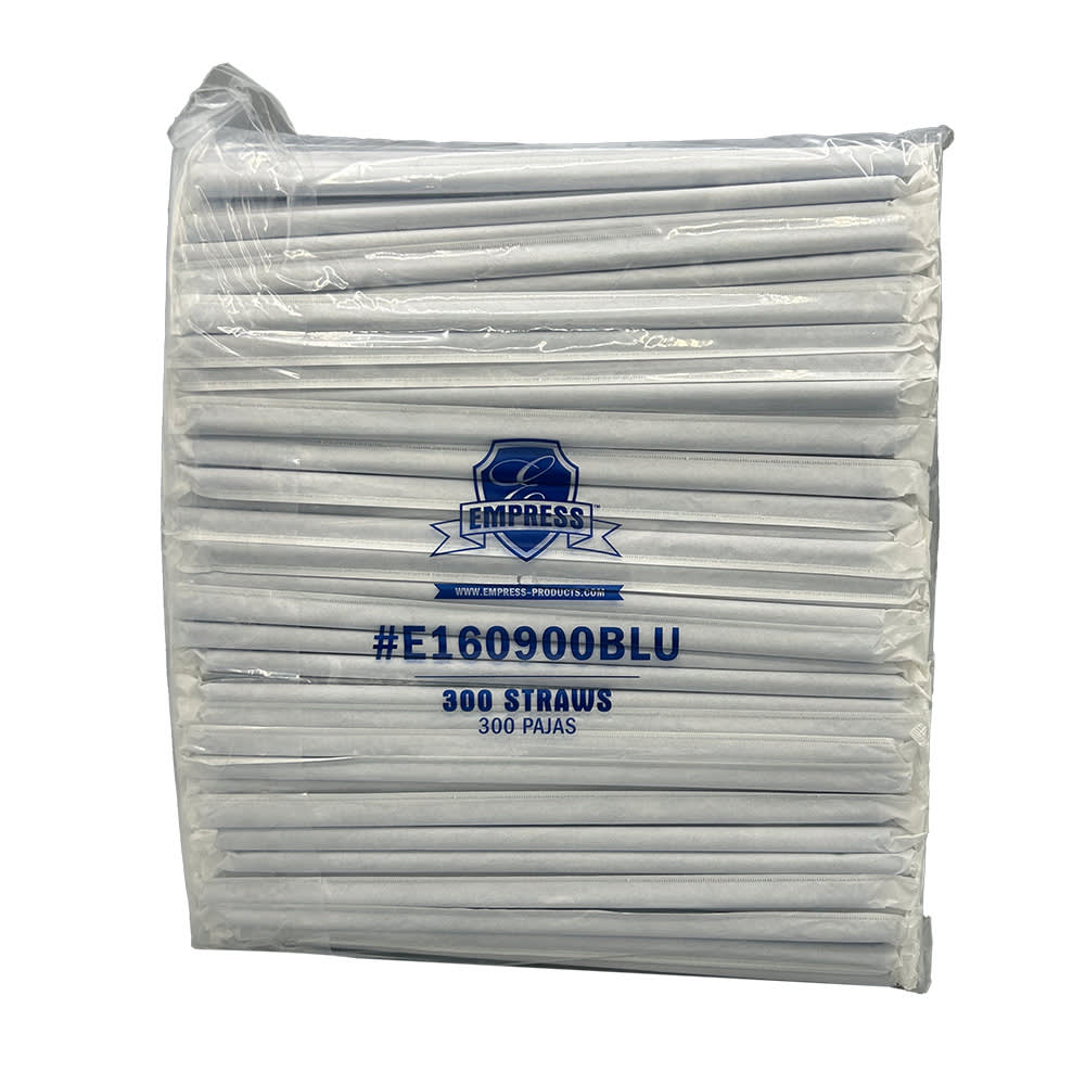 Empress E160900BLU Giant Paper Wrapped PP Straw 9" Dark Blue , 7.4 mm Diameter