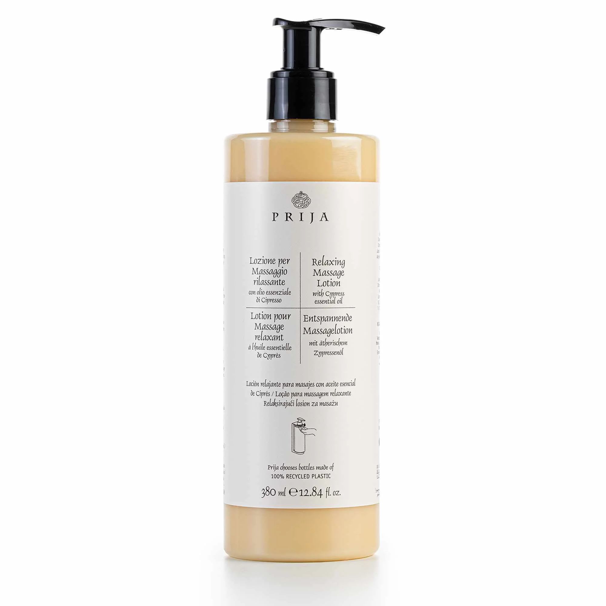 GFL Cosmetics P400R_LPR Relaxing Massage Lotion With Cypress Essential Oil, 380 mL, Prija Fine Perfumery