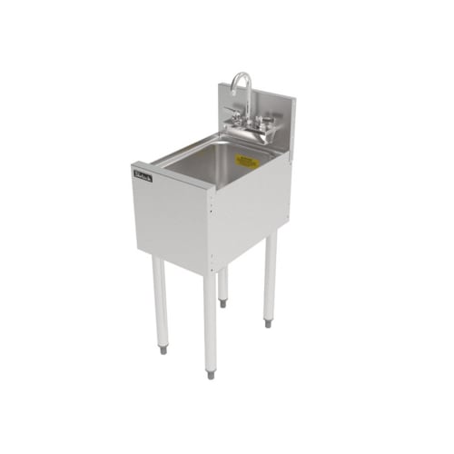 Perlick TS12DS-STK Underbar Dump Sink Unit, 12" W, Swing Spout Faucet, Splash Guards, Backsplash