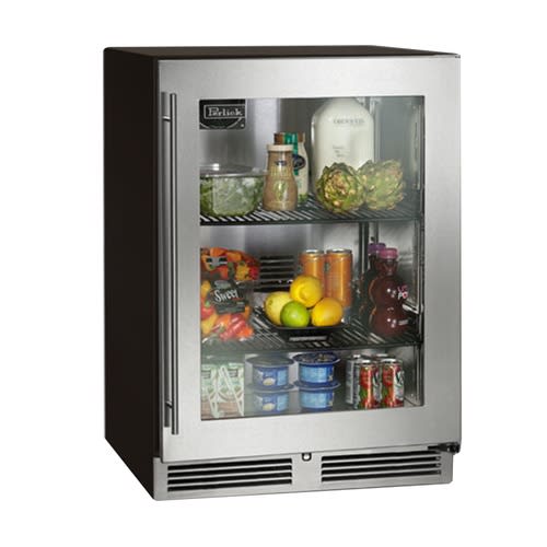 Perlick HC24RS-SG-STK 1-Door Undercounter Refrigerator, 24" Wide, Glass Door with Stainless Exterior