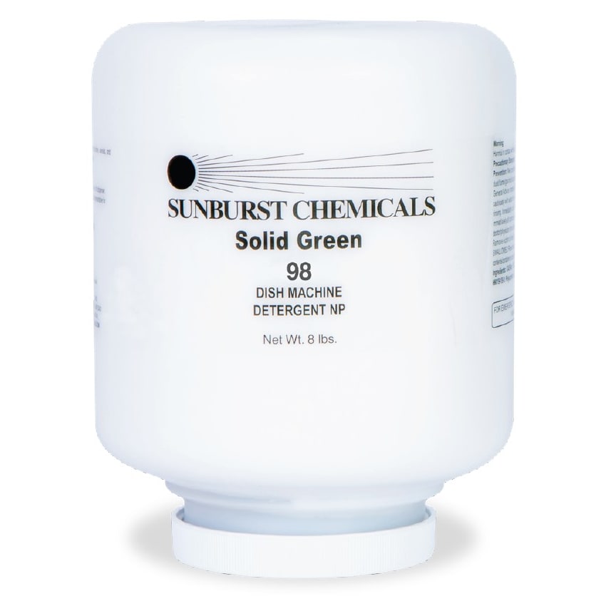Sunburst Chemicals 61504 SOLID GREEN 98 Solid Dish Machine Detergent NP Refill, 8 lbs.