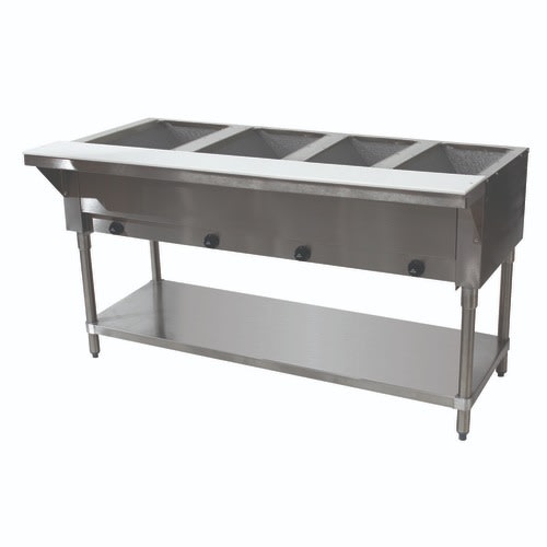 Advance Tabco HF-4G-NAT-X 4 Pan Natural Gas X Hot Food Table Open Base - 14,000 BTU