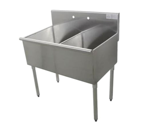 Advance Tabco 4-2-36-X Special Value Two Compartment Scullery Sink, 18" x 21" Bowls