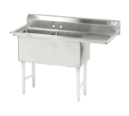 Advance Tabco FC-2-1824-18R-X Special Value Two Compartment Sink, 18" x 24" Bowls, with 18" Right Drainboard