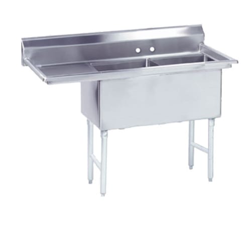 Advance Tabco FC-2-2424-18L-X Special Value Two Compartment Sink, 24" x 24" Bowls, with 18" Left Drainboard