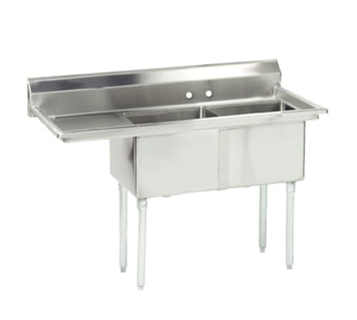 Advance Tabco FE-2-1812-18L-X Special Value Two Compartment Sink, 18" x 18" Bowls, with 18" Left Drainboard