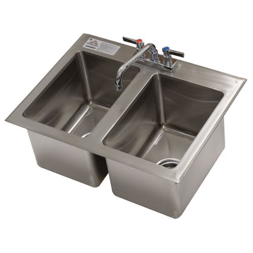 Advance Tabco DI-2-10-EC-X Special Value Two Compartment Drop-In Sink, 10" x 14" Bowls