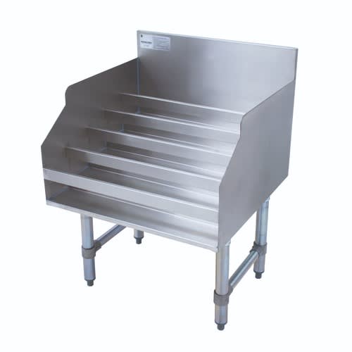 Advance Tabco LD-1812-X 12" W x 23" D 5 Steps Stainless Steel with 4" H Backsplash Special Value Liquor Bottle Display Unit