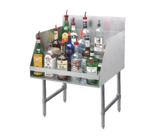 Advance Tabco LD-2112-X 12" W x 26" D 5 Steps Stainless Steel with 4" H Backsplash Special Value Liquor Bottle Display Unit