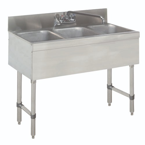 Advance Tabco SLB-33C-X Special Value Three Compartment Underbar Sink, 10" x 14" Bowls