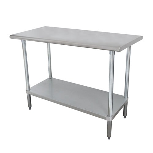 Advance Tabco ELAG-185-X 60" W x 18" D Stainless Steel Top Galvanized Adjustable Undershelf Work Table