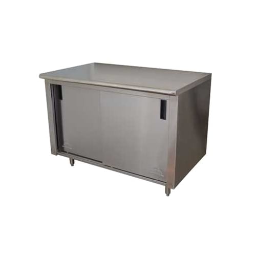 Advance Tabco CB-SS-2410 120" x 24" Stainless Steel Work Table with Stainless Steel Legs and Cabinet Base