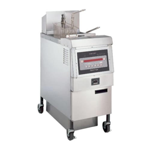Henny Penny OFG321.06 65 lb. Open Pot LP Gas Floor Deep Fryer w/ 2 Half-Baskets and Computron 8000 Controller