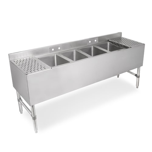 John Boos UBS4-1896-2D24-X Four Compartment Slim-Line Underbar Sink, 10" x 14" Bowls