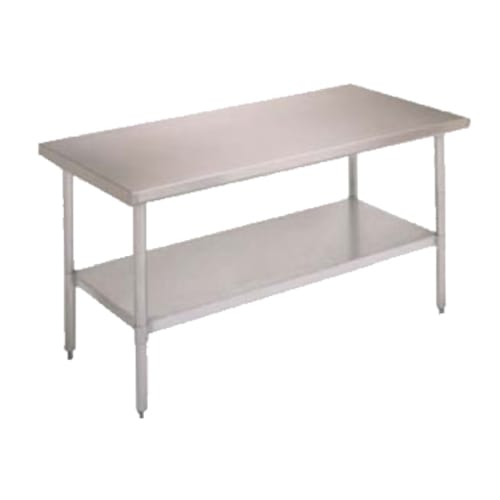 John Boos FBLS9630-X 96" x 30" Stainless Steel Budget Work Table with Flat Top, Stainless Steel Legs and Undershelf