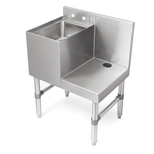 John Boos UBBS-1824-X Slim-Line 24" x 18" Blender Station with 10" x 14" Dump Sink and 12" Blender Station on Right