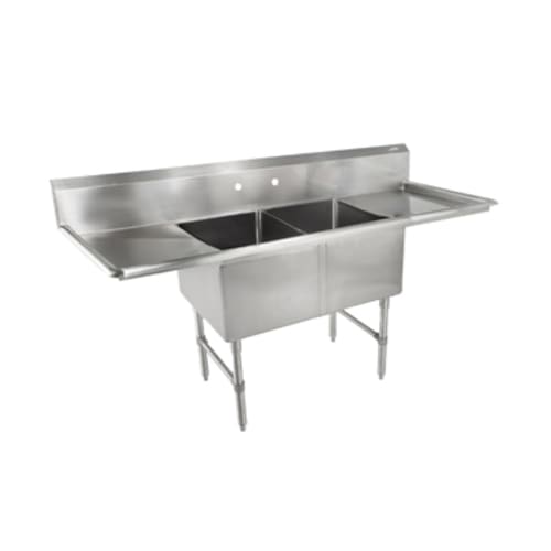 John Boos 2B184-2D18-X "B" Series Two Compartment Sink, 18" x 18" Bowls, with Dual 18" Drainboards