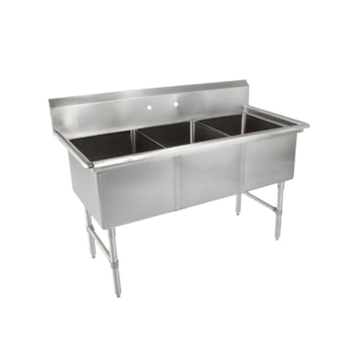 John Boos 3B244-X "B" Series Three Compartment Sink with 24" x 24" Bowls