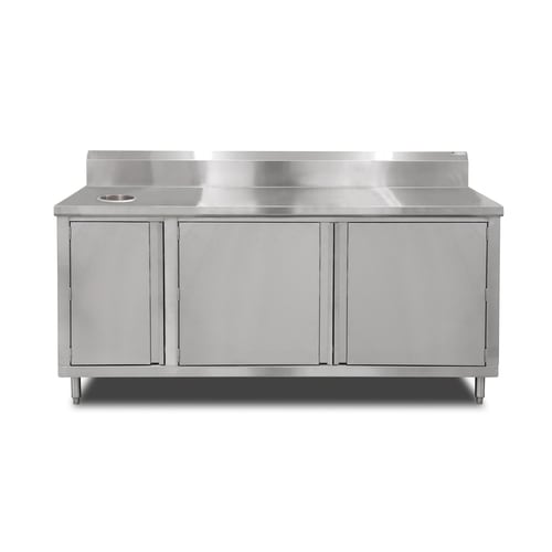 John Boos 4BU4R5-3660-L-X 60" x 36" Stainless Steel Beverage Station with Trash Receptacle On Left