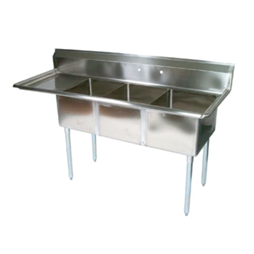 John Boos E3S8-1014-10L15-X E-Series Three Compartment Sink with 10" x 14" Bowls