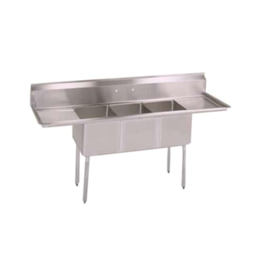 John Boos E3S8-1416-12T12-X E-Series Three Compartment Sink with 14" x 16" Bowls