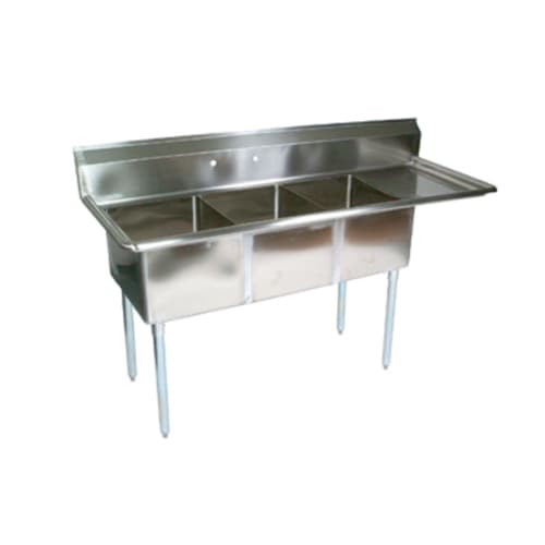 John Boos E3S8-15-14R15-X E-Series Three Compartment Sink with 15" x 15" Bowls