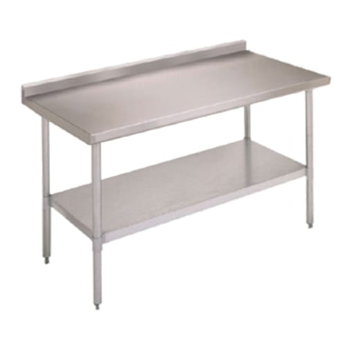 John Boos FBLGR5-7224-X 72" x 24" Stainless Steel Economy Work Table with 5" Backsplash, Galvanized Steel Legs and Undershelf