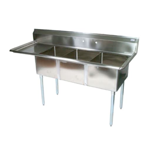 John Boos E3S8-1620-12L18-X E-Series Three Compartment Sink with 16" x 20" Bowls