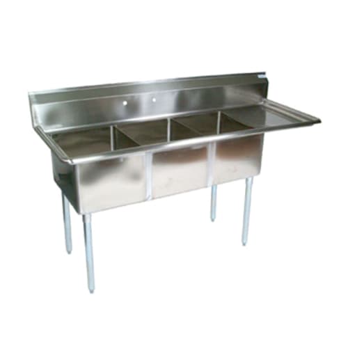 John Boos E3S8-1824-14R24-X E-Series Three Compartment Sink with 18" x 24" Bowls