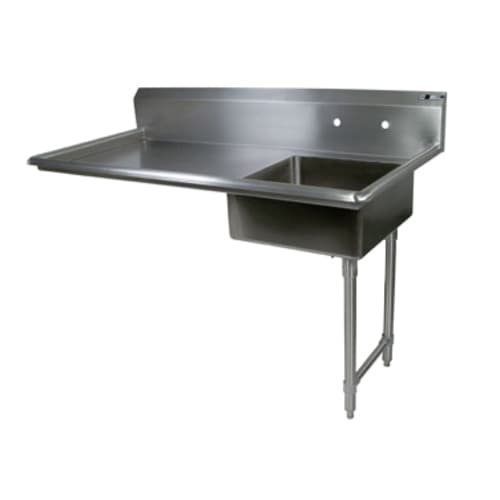 John Boos EDTS8-S30-50UCR-X 50" x 30" Undercounter Soiled Dish Table, Right-to-Left, with 20" x 20" Pre-Rinse Sink